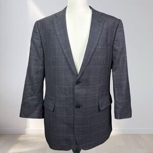Joseph & Feiss Gold Blazer Men 46R Multicolor Houndstooth Check Wool Classic Fit